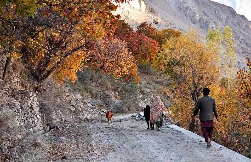 Autumn in the villages of Hunza Valley Northern Pakistan